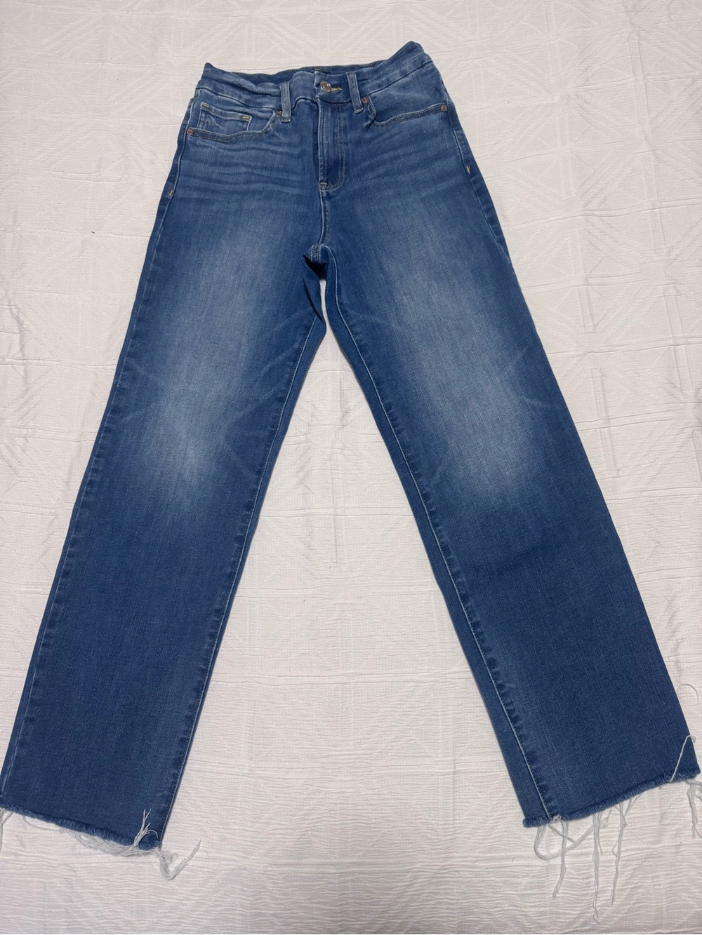 Express, Classic High-Rise Straight, Ankle, Stretchy, Women’s Jeans - Blue